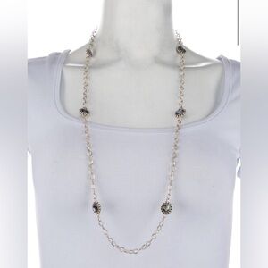 Lagos silver with abalone station necklace 36”